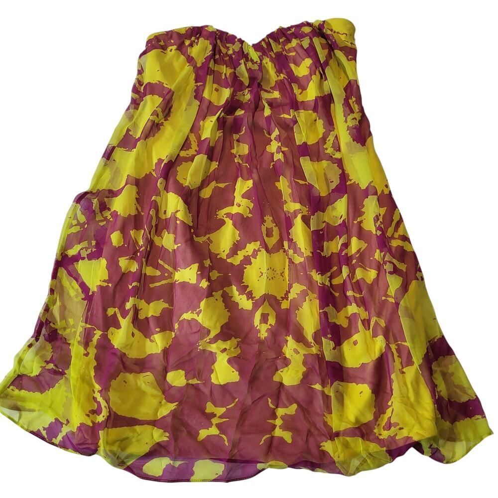 NEW Jay Godfrey SZ 6 Layered Silk Strapless Mini Dress Sheer Pink Green Overlay - Picture 7 of 15